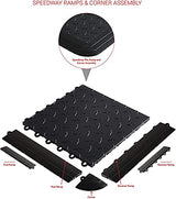 Speedway Garage Floor Diamond Tile, 12 x 12-Inch, Black, 50-Piece Set Speedway