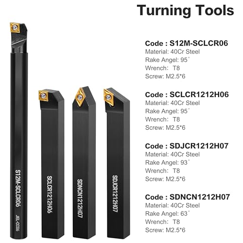 Metal Lathe Cutting Tools - 7PCS 1/2" Turning Holder Boring Bars with 14pcs Indexable Carbide Inserts CCMT060204 DCMT070204 11IR 16ER MGMN200-G IWONGO