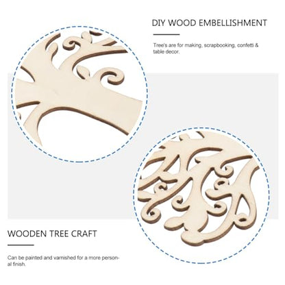 BESPORTBLE 10pcs Family Tree Wood Cutouts, Blank Wooden Tree Embellishments, Unfinished Wooden Tree Shape Tree Cutout for Home Family Tree Weddings