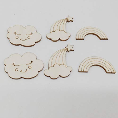 Amosfun 30pcs Wooden Unicorn Shape Wood Discs Slices Unfinished Wooden Cutouts Craft DIY Decoration Amosfun