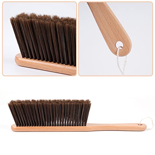 14.8'' Long Wooden Handle Brush Fireplace Brush Bench Brush, Soft Bristles Dust Brush for Sofa Bed Hearth Tidy Workshop Woodworking Clean
