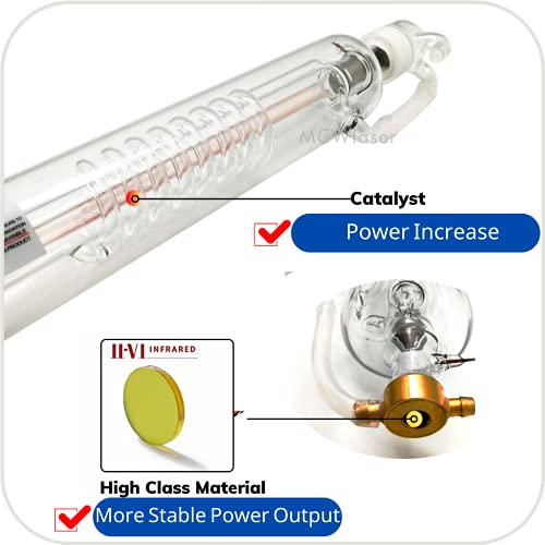 US Stock MCWlaser 150W Laser Tube Actual 150W - 180W Length 1800mm Dia 80mm Glass Tube with 10000hrs MTTF for CO2 Laser Engraver Cutting Machine - WoodArtSupply