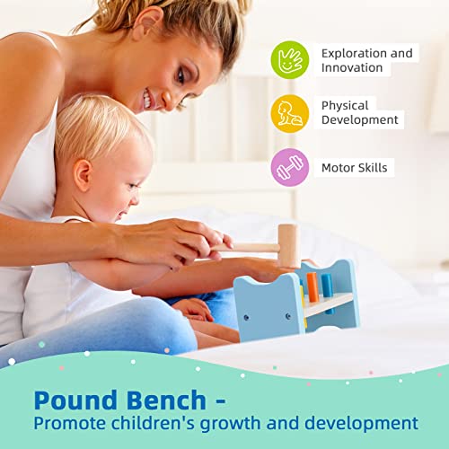 TOOKYLAND Montessori Toys for 1 Year Old, 8 in 1 Learning Educational Set Wooden Toys (Includes Stacking Cups, 3 in 1 Educational Box, Pound Bench, TOOKYLAND