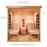 Smartmak Far Infrared Two Person Wood Sauna with Recliner, Canadian Hemlock Home luxurious Wooden Indoor Sauna Spa Room 220V, 3400W Detox Therapy Smartmak