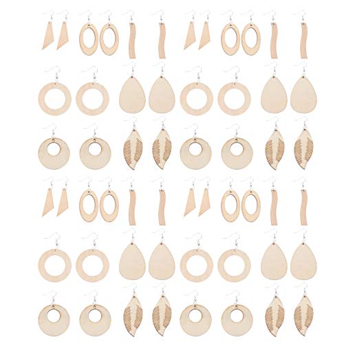 ARTIBETTER 70 Sets Unfinished Wooden Earring Pendants Blank Dangle Earrings Wood Charms Painting Wooden Earrings for DIY Crat Jewelry Making - WoodArtSupply