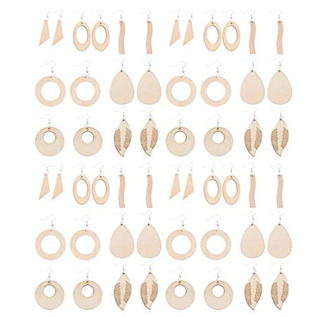 Wooden Dangle Earring Making Kit The Natural Wood Pendants are Made of Wood, Durable and Safe to wear, Also Lightweight, Wont Produce Much Burden to EXCEART
