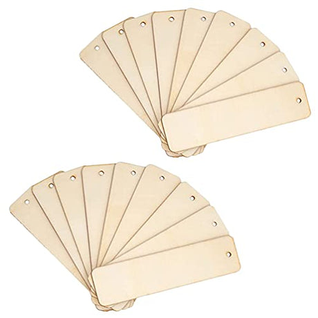 VOSAREA 36pcs Bookmark Unfinished Blank Tags Blank Hanging Gift Tags Unfinished Wood Tag Rectangular Wood Chips Wood Tags with Holes Vintage VOSAREA
