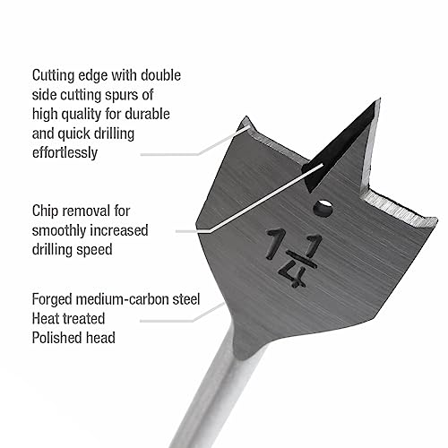 WORKPRO 13-Piece Spade Drill Bit Set in SAE, Paddle Flat Bits for Woodworking, Nylon Storage Pouch Included - WoodArtSupply