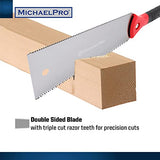 MichaelPro Japanese Pull Saw, 10 Inch Double Edge Hand Saw for Wood Working, Japanese Ryoba Saw Flush Cut Saw Woodworking Tools with Corrosion MichaelPro