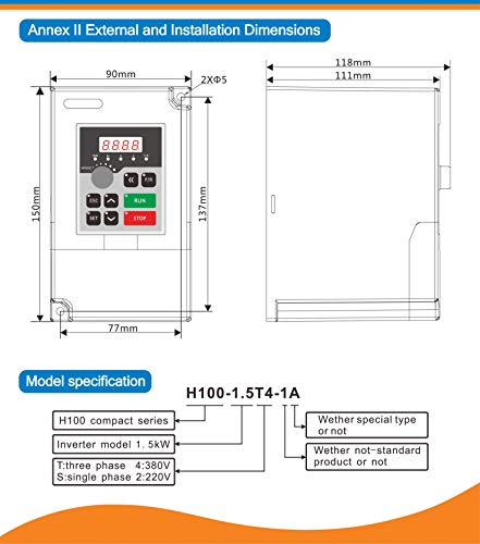 RATTMMOTOR CNC Spindle Motor Kit 220V, 2.2KW Air Cooled Spindle Motor Square Spindle Motor ER20+2.2KW VFD Inverter 220V Variable Frequency Drive RATTMMOTOR