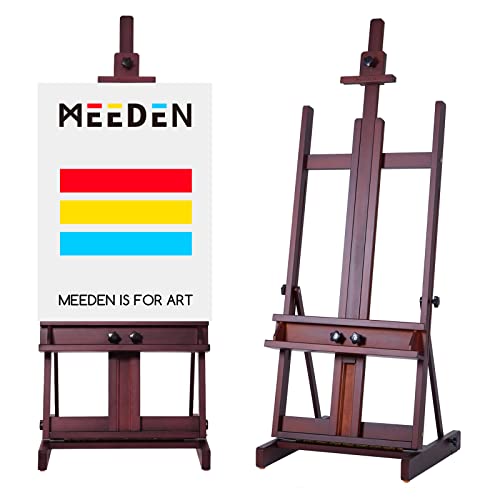 MEEDEN Art Painting Easel, Beech Wood Studio Easel 53" to 91"H, Holds Canvas to 78", Large Professional H-Frame Easel Stand with Storage Tray, - WoodArtSupply