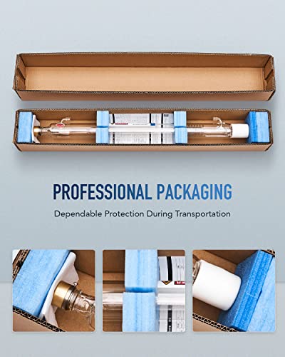 OMTech 60W CO2 Laser Tube for Laser Engraver & Cutter Machine, 1000mm 50mm Dia Laser Cutter Tube with Metal Head 6000hr MTTF, Laser Cutting Engraving OMTech