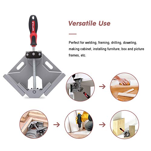WETOLS Corner Clamp 2pcs 90 Degree Right Angle Clamp with Adjustable Aluminum Alloy Swing Jaw, Single Handle Clamps for Woodworking, Photo Framing, WETOLS