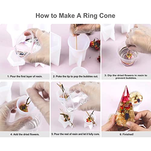 LET'S RESIN Ring Cone Resin Molds,4 Pcs Ring Holder Silicone Molds for Epoxy Resin, Ring Cone Pyramid Silicone Resin Molds for DIY Ring Stand, Ring LET'S RESIN