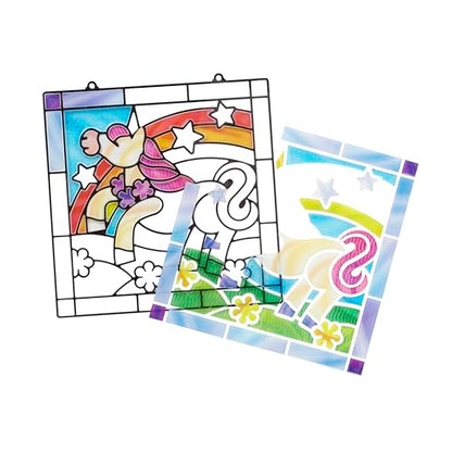 Melissa & Doug Stained Glass Made Easy Craft Kit - Unicorn - Kids Sticker Stained Glass Craft Kit; Unicorn Crafts For Kids Ages 5+ - WoodArtSupply