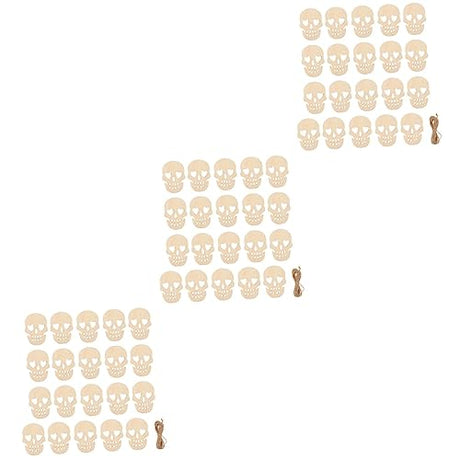 EXCEART 60 pcs for Wood Embellishments Skull Cutouts Decoration Ornaments Ornament Gift Head Blank Unfinished Hanging Decor Pendants Embellishment EXCEART
