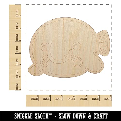 Kawaii Sad Blobfish Unfinished Wood Shape Piece Cutout for DIY Craft Projects - 1/4 Inch Thick - 6.25 Inch Size - WoodArtSupply