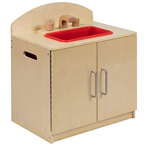 Flash Furniture Children's Wooden Kitchen Set - Stove, Sink and Refrigerator for Commercial or Home Use - Safe, Kid Friendly Design - WoodArtSupply