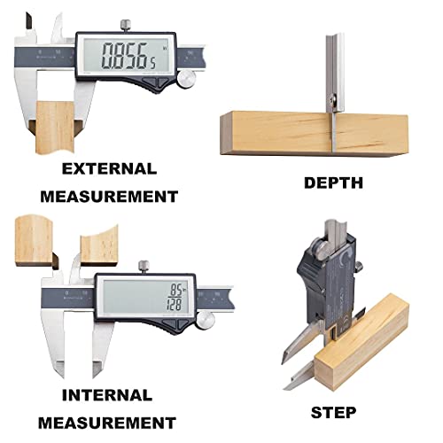 Clockwise Tools IP54 Grade Digital Caliper, DCLR-0805 0-8" /200mm, Inch/Metric/Fractions Conversion, Stainless Steel, Large LCD Screen Clockwise Tools