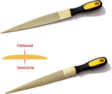 NKTM Wood File, Needle File Set Wood Files for Wood Working Wood Rasp Files Tools Golden Tapered Wood Rasp with Rubber Handle in Gift Bag for Carving NKTM