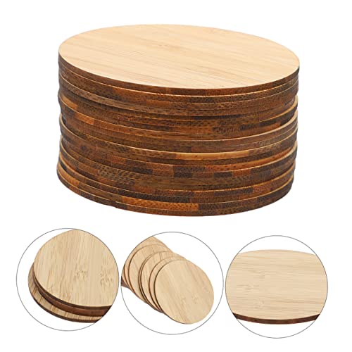 Operitacx 45 Pcs Round Bamboo Unfinished Wood Shapes Door Hanger Cutouts Tree Rounds Painting Wooden Discs Wood Circles for Crafts Wood Rounds Kids Operitacx