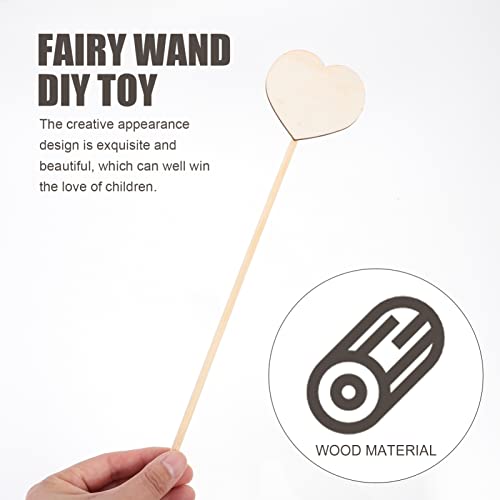 STOBOK Princess Fairy Wand Stick: 8PCS Unfinished Wooden DIY Crafts Heart Shaped Magical Wand for Girls Art Show Cosplay Costume Party - WoodArtSupply