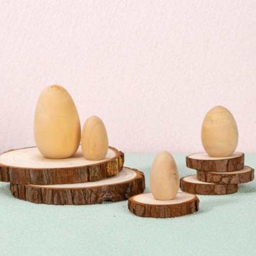 Holibanna Unfinished Wooden Easter Eggs 4pcs Standable Flat Bottom Fake Eggs Unpainted Easter Egg Ornaments for Crafts DIY Paint Game - WoodArtSupply