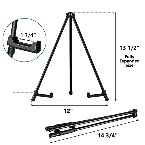 Somime 14" High Tabletop Instant Display Easel - Black Steel Small Desktop Easel Stand with Adjustable Holders for Paintings, Posters and Store Somime