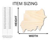 Unfinished Wood Sudan Country Shape - North Africa Craft - up to 36" DIY 18" / 1/2" 24 Hour Crafts
