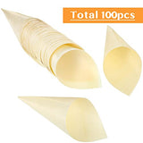 Wood Tasting Cone Disposable Wooden Cone Serving and Tasting Cone Appetizer Finger Food Ice Cream Holder for Food and Decoration Displays Home Nuenen