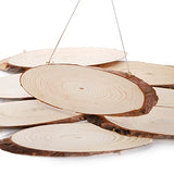 DEAYOU 8 Pack Natural Wood Slices, Unfinished Wood Crafts with Bark, Tree Slice Wooden Sign with Small Eye Ring, Wood Slab Plaque Plank for DEAYOU