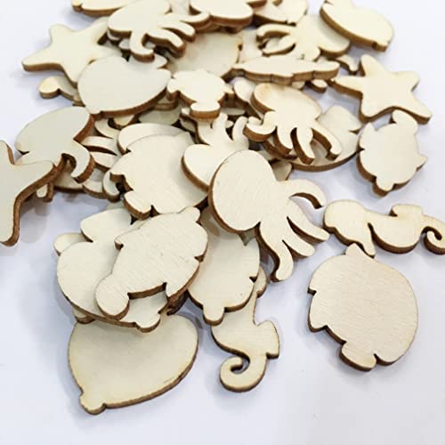 PRETYZOOM 100 Pcs Wooden Shapes Embellishments Animal Cutouts Wooden Shapes  for Crafts Unfinished Wood Cutouts Animal for Crafts