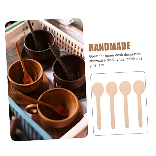 COHEALI 4pcs Unfinished Wooden Spoon Carving Spoons Blank Wood Whittling Kit Spoon Condiments Spoons Spoon Whittler Handmade Tableware Unfinished COHEALI