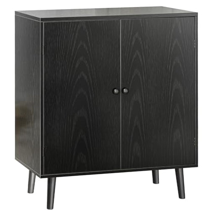 Huuger Buffet Cabinet with Storage, Storage Cabinet with 2 Doors, Black Cabinet with Solid Wood Feet, Sideboard Cabinet Accent Cabinet, for Kitchen, - WoodArtSupply