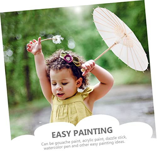 Abaodam 2pcs Wedding Paper Umbrella DIY Drawing Umbrella Paper Parasol Unfinished Umbrella White Paper Umbrellas Miniture Decoration DIY Supply Abaodam