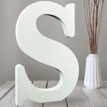 AOCEAN 10 Inch White Big Wood Letters, Unfinished Wooden Letters for Wall Decor Decorative Standing Letters Slices Sign Board Decoration for Craft
