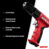 AIRCAT Pneumatic Tools 4338 .6 HP 3/8-Inch Composite Reversible Drill with Jacobs Chuck 1,800 RPM AIRCAT