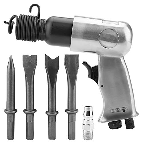 Air Chisel,Air Hammer, 150mm Industrial Handle Straight Straight Type Pneumatic Hammer Tool with Chisel Punch Bits Tools Kit for General Cutting,