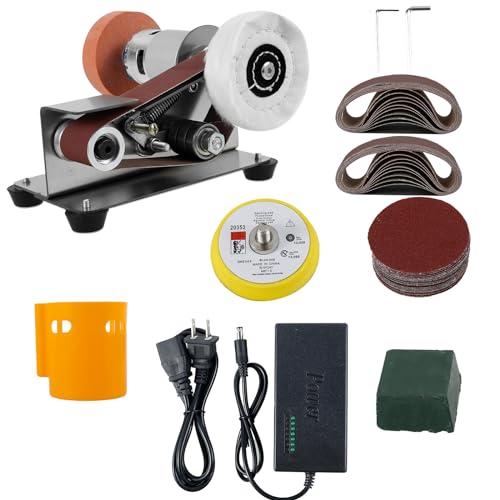 Mini Belt Sander, 15° Electric Knife Sharpener Bench Grinder Sanding Machine, 7 Adjustable Speed Electric Belt Grinder, Low Noise Cutter Sharpener - WoodArtSupply