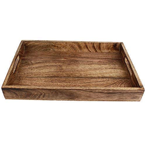 GoCraft Handmade Classic Wooden Tray Medium Size | Serveware Kitchen Accessories Tray - 15"