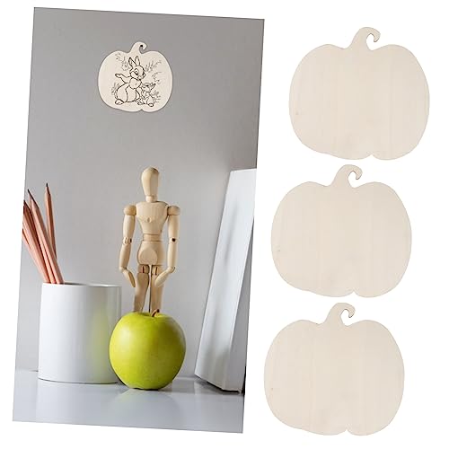 Yardenfun 3pcs Wooden Pumpkin Decoration Unfinished Wooden Pumpkin Cutouts Fall Decorations DIY Wood Pumpkins Wooden Pumpkin Shapes Paint Kits White Yardenfun