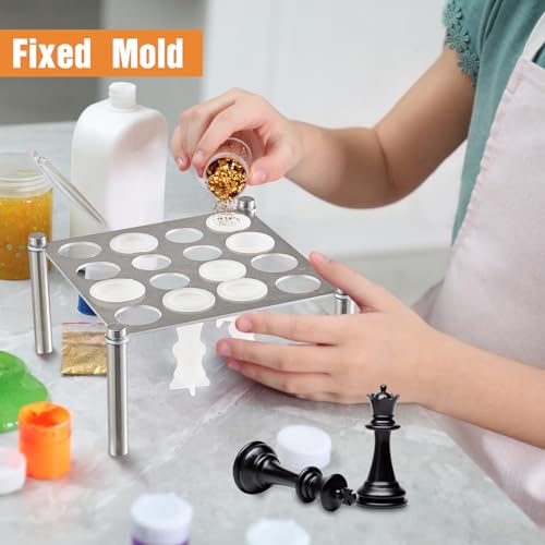 Yaocom 2 Pcs Chess Piece Holder for Casting Chess with 1 Holder and 4 Legs DIY Silicone Molds Accessories for Making Game Kit Set, 6.5 x 6.5 x 3 Yaocom
