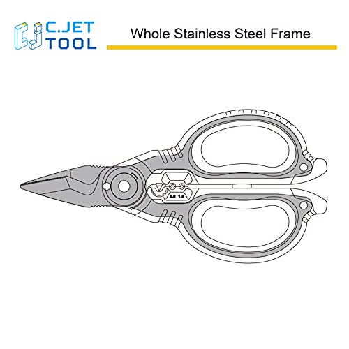 C.JET TOOL 6" Stainless Electrician Scissors Heavy Duty Professional for Aluminium Copper Soft Cable (Turquoise) - WoodArtSupply