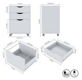 QDSSDECO 3 Drawer Mobile File Cabinet, Rolling Vertical Filing Cabinet fits A4, Legal Paper and Letter Paper for Home Office, White QDSSDECO