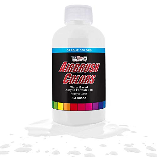 U.S. Art Supply White Opaque Acrylic AirbrU.S.h Paint 8 oz.- Ready to Spray and Also Great Acrylic for Pouring Art U.S. Art Supply