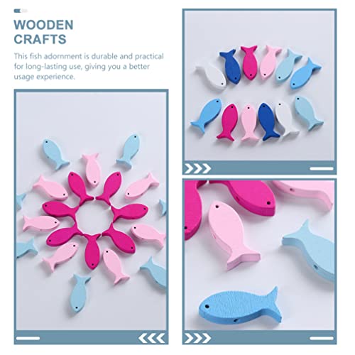 SEWACC 100pcs Fish Wood DIY Crafts Cutouts Wooden Fish Shaped Hanging Ornaments Unfinished Wood Signs Sea Animals Ornaments for Wedding Birthday - WoodArtSupply