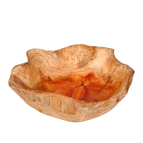 BIGPIPI Wooden Bowl for Decor, Natural Shape Solid Wood Carved Fruit Bowl, Decorative Wooden Bowl for Table Centerpiece Office Home Decor, - WoodArtSupply