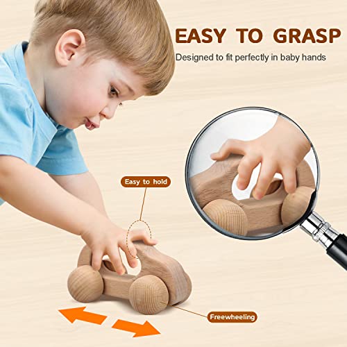 TOY Life Wooden Toys Cars, Montessori Toys for Babies 0-6-12 Months, Baby Rattle Toy Cars for Toddlers 1-3, Wooden Baby Toys for 1 + Year Old, Baby TOY Life