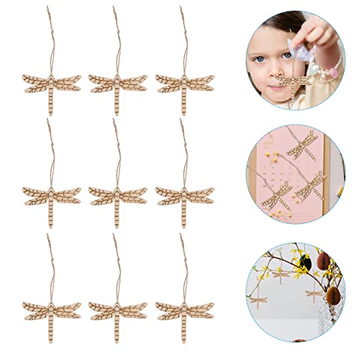 FOMIYES Crafts Wood Slice Craft 50 Sets of Wooden Dragonfly Cutouts Unfinished Dragonfly Shape Slice Blank Wood Ornaments Embellishments with Ropes FOMIYES