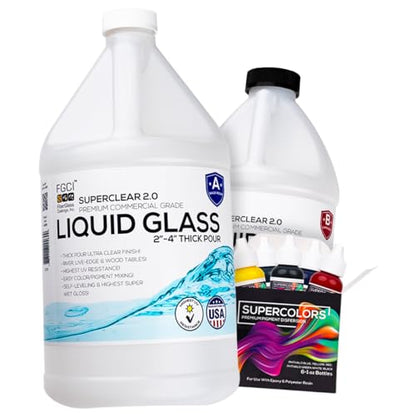 Deep Pour Epoxy Resin Liquid Glass 1.5 Gallon Kit, 2-4 inch Super Clear Flow Casting Resin Kit, High Temp Heat UV Resistant Epoxy, Bubble Free Food - WoodArtSupply